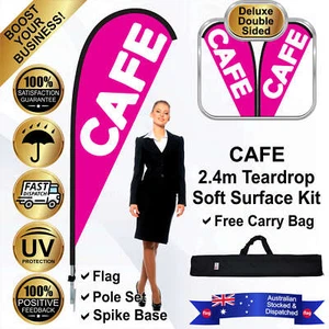 CAFE Deluxe Pink 2.4m Teardrop Flag/Banner Kit with Spike *High Quality *Bowhead - Picture 1 of 9