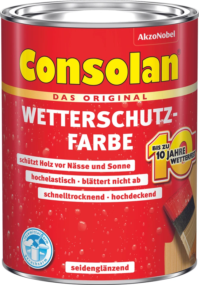 Consolan Wetterschutz-Farbe für Holz im Freien 2,5 L - Dunkelbraun (5083186)