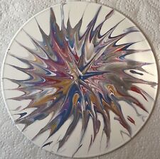 “Metallic Star” Abstract Acrylic Painting Pour On 12” Vinyl Record For Clock