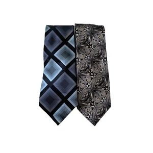 Van Heusen Mens Tie Blue Black Beige Geomatic One Size Silk Classic Designer - Picture 1 of 9