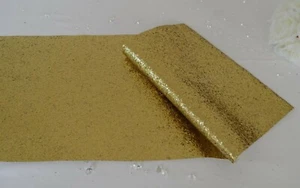 Gold Glitter Sparkle Decorative Party Plastic PVC Fabric Table Runner Christmas - Picture 1 of 1