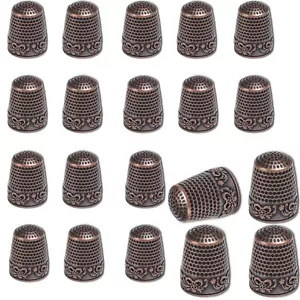 20Pcs Sewing Thimble,Metal Thimbles for Hand Sewing Finger Protector,Red Bronze - Picture 1 of 6