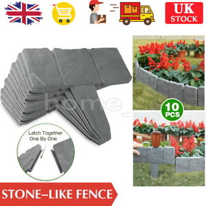 Garden Lawn Edging Cobble Stone Plastic Plant Border Fencing Hammer 10-20 PCS