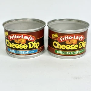 Zwei Frito-Lay Käse Dip Dosen leer Cheddar & Herb/Mild Cheddar 1983 Exp. 1985 - Bild 1 von 10