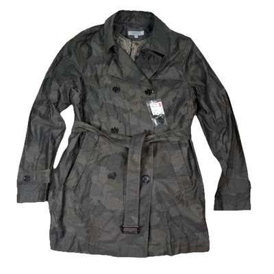 Gabardina para mujer Uniqlo talla mediana camuflada verde longitud media forrada NUEVO Foto 1 de 4