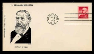 1045A 12c BENJAMIN HARRISON, "TAGGED" FDC - ZASO - Picture 1 of 2