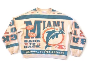 Mitchell & Ness Miami Dolphins Mens Sz M Sweatshirt Pullover Jumper NFL Sweater - Picture 1 of 4
