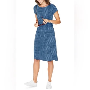 Boden Amelie Jersey Dress blue short sleeve knee length pockets print 6L 6 Long - Picture 1 of 7