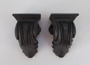 Pair of Wooden Wall Sconces Hollywood Regency Style, 7" Tall by 4" Wide - Picture 1 of 5