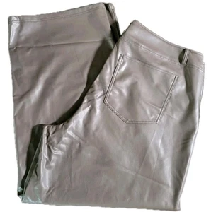 Women's Taupe Wide Leg Faux Leather Wide Leg Pants Future Collective Sz. 20 - Picture 1 of 12