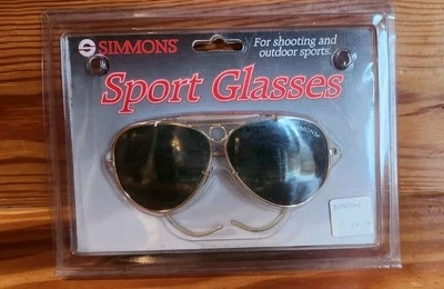 Simmons Shooting Sports Glasses with Case 1362 Aviator Cable Temple NEW Gold - Image 1 of 4