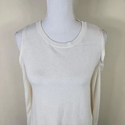 Suéter Alice + Olivia Mujer Grande Blanco Hombro Frío Recorte Manga Larga Tejido Foto 1 de 4