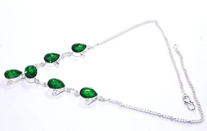 Chrome Diopside Gemstone 925 Sterling Silver Jewelry Necklace Gift For Her 17-18 - Picture 1 of 6