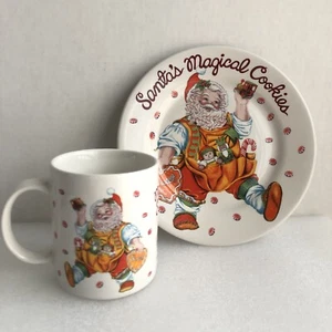 Sakura Steingut Teller Becher Tasse Set Santas Magical Cookies Cheryl Ann Johnson - Bild 1 von 10