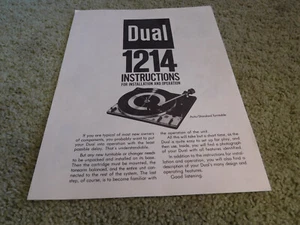 Dual 1214 Turntable set up guide - Picture 1 of 2