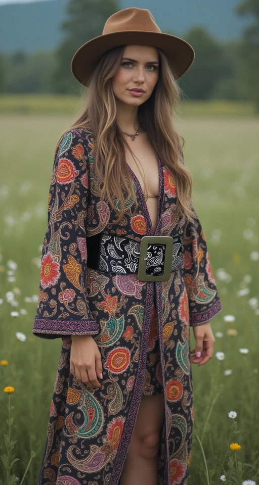 Женский широкий черный эластичный пояс с серебряной металлической пряжкой с принтом пейсли S M - Изображение 1 из 4