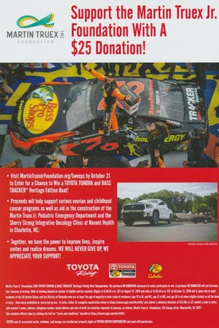 2018 Martin Truex, Jr. "Martin Truex, Jr." Foundation Toyota NASCAR handout Cover