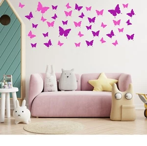 BUTTERFLIES Wall Stickers BUTTERFLY Girls Bedroom Vinyl Wall Decals Transfers 39 - Picture 1 of 26