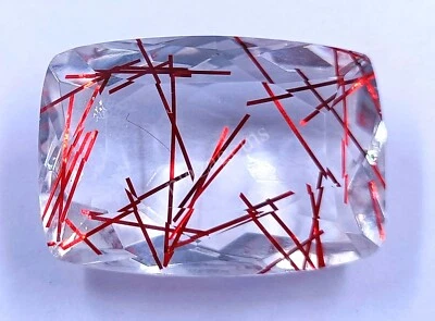 120.00CT Cushion Cut Red Rutilated Quartz Certified Transparent Loose Gems 5NV - Image 1 of 4