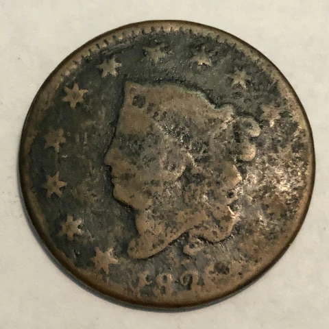 1826 Coronet Head copper U.S. large cent, AG-Good.  #L4 Cover