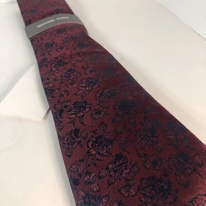 Michael Kors Krawatte Burgunderrot Logue Blumen Neu mit Etikett UVP 69,50 $ - Bild 1 von 7