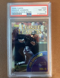 2000 Topps League Leaders Luis Gonzalez / Derek Jeter # 466 PSA 8