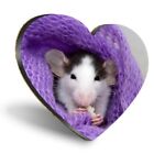 Heart MDF Coasters - Fluffy Pet Rat Mouse Rodent Eating  #21796