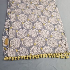 Rock Flower Paper Blue With Tassels Floral With Burds Table Runner