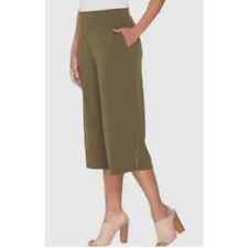 Susan Graver Petite Liquid Knit Tan Crop Pants Side Slits 2XP New A303342