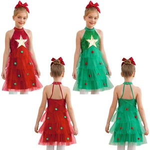 Girl Skirt Birthday Dancewear Performance Leotard Costume Dress Princess Fancy - Picture 1 of 30