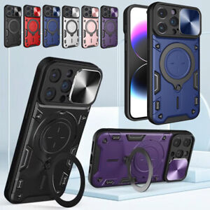 Invisible 360 Rotation Kickstand Magnetic Case Sliding Camera Shield for iPhone
