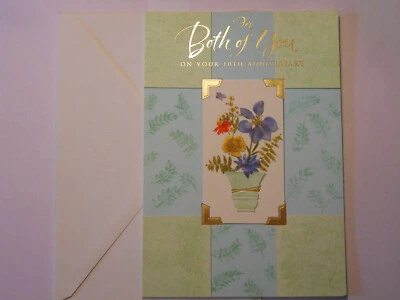 Hallmark 10º TARJETA ANIVERSARIO 8" X 5 1/2" Ramo Foto 1 de 3