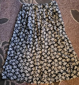 Natalie VTG 90's Black Flowy Maxi Boho Floral Pockets Rayon Skirt SZ M - Picture 1 of 6