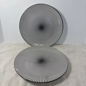 2 Royal Norfolk Black & White Optic Swirl Dash Dinner Plate 10.5" - Picture 1 of 5
