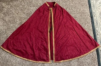 "Brocado Borgoña con Borde Dorado Renacimiento Medieval Capa 38"" Longitud" Foto 1 de 2