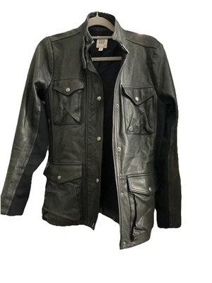 Chaqueta GAP Mujer Moto Pequeña Cuero Cordero Genuino Negra 4 Bolsillos Cremallera Suave Foto 1 de 4