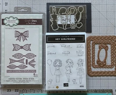 Stampin' Up! РЕДКАЯ марка HEY GIRLFRIEND Besties плюс штампы UB БОНУС DSP рамы лук - Изображение 1 из 4