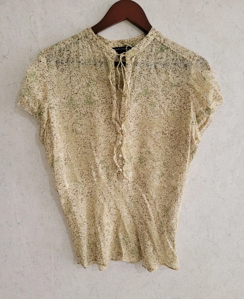 De colección Banana Republic Transparente 100% Seda Volantes Top Grande Hada Romántica Casa de Campo Foto 1 de 4