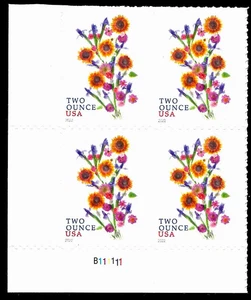 SUNFLOWER BOUQUET 2-OZ RATE 2022 US SCOTT #5682 MNH XF FOREVER STAMP PLATE BLOCK - Picture 1 of 4