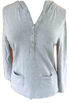 Sudadera con Capucha Talbot Mujer Grande Gris Dos Bolsillos Manga Larga 1/4 Botón Frontal Foto 1 de 4