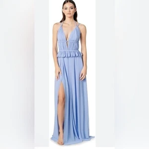 NEU OHNE ETIKETT KLEID THE POPULATION DAMEN ATHENA FIT&FLARE MAXIKLEID PERIWINKLE LARGE - Bild 1 von 8