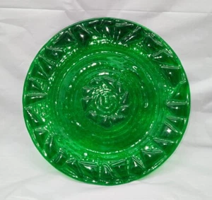 Emerald Green Glass Plate Fused Art Glass Mozaic 9.75 Inch Vintage #5816 - Picture 1 of 15