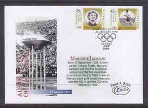 SOUVENIR COVER: 1998 AUST OLYMPIC LEGENDS PAIR "ALPHA" MARJORIE JACKSON S/A.. - Foto 1 di 1