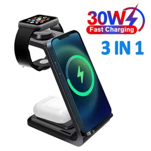 3In1 Wireless Charger Dock Charging Station For Apple Watch 9 Air Pods iPhone 15 - Photo 1 sur 23