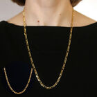 18ct Gold Plated Solid Figaro Link Chain 4mm Men Women Necklace Jewellery 26” Uk
