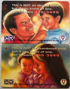 Malaysia Used Phone Cards - 2 pcs Abused and Abandoned Child