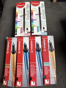 Bulk Lot Of Stabilo Maped Fineliner Pens Textas - Picture 1 of 4