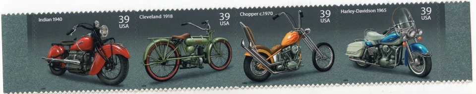 Scott #4088a (4085-4088) Am Motorcycles Strip of 4 Stamps - MNH - Image 1 of 1