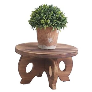 Plant Stand Indoor Wooden Plant Stool Round Stand Risers for Decor Plant Brown - Picture 1 of 8