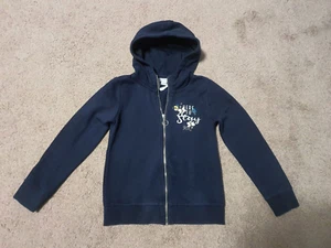Q/S by S. Oliver girls hooded sweatshirt jacket, size 140, dark blue - Picture 1 of 4